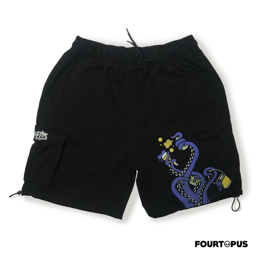 Colombian Artist Streetwear Brand Fourtopus Cargo Drawstring Sweat Shorts Unisex